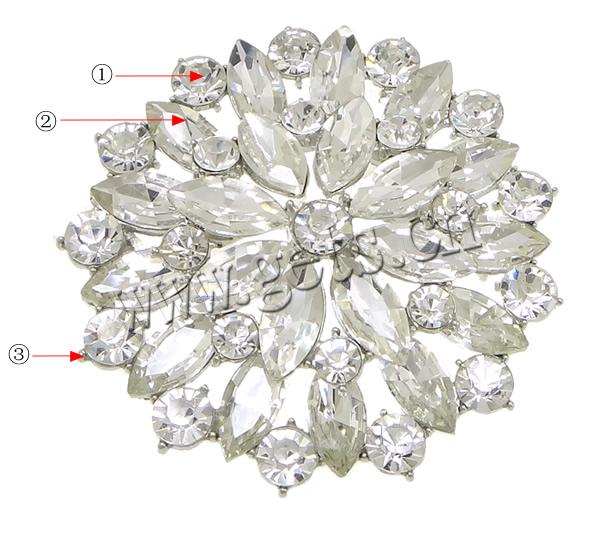 Rhinestone Zinc Alloy Ornaments, with Glass, plated, flat back & faceted & with rhinestone, more colors for choice, lead & cadmium free, 60x10mm, Sold By PC
