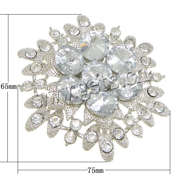 Rhinestone Zinc Alloy Ornaments, with Glass, plated, flat back & faceted & with rhinestone, more colors for choice, lead & cadmium free, 75x65x10mm, Sold By PC