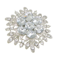 Rhinestone Zinc Alloy Ornaments, with Glass, plated, flat back & faceted & with rhinestone lead & cadmium free 