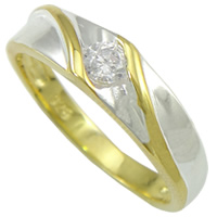Cubic Zirconia anillo de dedo de plata esterlina, plata de ley 925, chapado, con circonia cúbica & 2-tono, 4mm, agujero:aproximado 15mm, tamaño:4, Vendido por UD