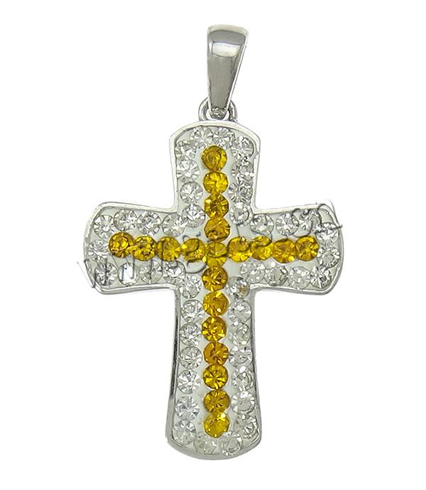 Rhinestone Clay Pave Pendants, Brass, with Rhinestone Clay Pave, Cross, plated, with 64 pcs rhinestone, more colors for choice, lead & cadmium free, 18x31x3mm, Hole:Approx 3x4mm, Sold By PC