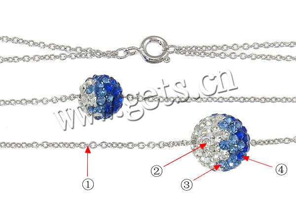 Rhinestone Brass Necklace, with Rhinestone Clay Pave Bead, plated, with 50 pcs rhinestone & with 98 pcs rhinestone & oval chain & 2-strand, more colors for choice, lead & cadmium free, 8mm, 12mm, Length:Approx 18 Inch, Sold By Strand