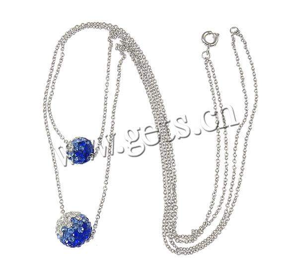 Rhinestone Brass Necklace, with Rhinestone Clay Pave Bead, plated, with 50 pcs rhinestone & with 98 pcs rhinestone & oval chain & 2-strand, more colors for choice, lead & cadmium free, 8mm, 12mm, Length:Approx 18 Inch, Sold By Strand