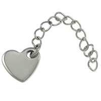 304 Stainless Steel Extender Chain, Heart, original color Approx 1.8 Inch 