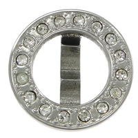 Stainless Steel Fold over Clasp, 304 Stainless Steel, Donut, with rhinestone, original color 