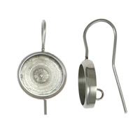 Stainless Steel Hook Earwire, 304 Stainless Steel, Flat Round, with loop, original color 1mm Approx 2mm, Inner Approx 10mm 