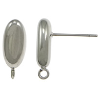 Edelstahl Ohrring Stecker, 304 Edelstahl, mit Schleife & ohne Ohrmutter, originale Farbe, 6x16mm, 0.8mm, Bohrung:ca. 1mm, verkauft von Paar