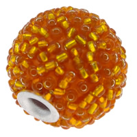 Indonesien Perlen Schmuck, mit Glas-Rocailles & Messing, Trommel, großes Loch, keine, frei von Kadmium, 19x17mm, Bohrung:ca. 3mm, verkauft von PC