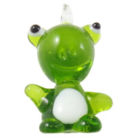 Animal Lampwork Pendants, Frog, handmade, green Approx 3mm 