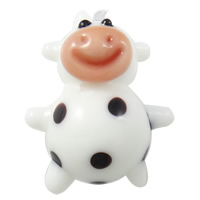 Кулоны лэмпворк в форме животного, Лэмпворк, Корова, Связанный вручную, белый отверстие:Приблизительно 3mm, продается PC
