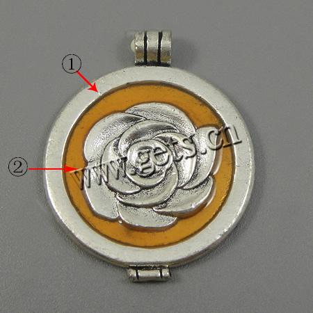 Zinc Alloy Enamel Pendants, Coin, plated, more colors for choice, 28x34x5mm, Hole:Approx 3mm, Sold By PC