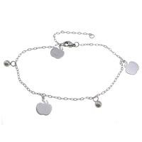 Stainless Steel Charm Bracelet, with 1.5Inch extender chain, with lobster clasp & oval chain, original color Approx 7.5 Inch 