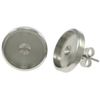 Edelstahl Ohrring Stecker, rund, originale Farbe, 12x15mm, Innendurchmesser:ca. 12mm, verkauft von Paar