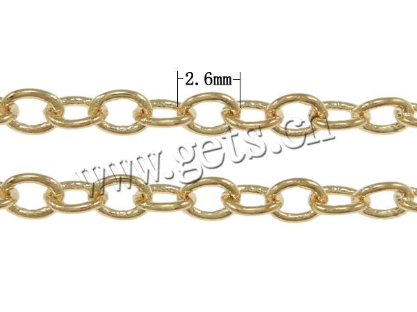 Brass Oval Chain, plated, more colors for choice, cadmium free, 2.6x2.2x0.4mm, 100m/Strand, Sold By Strand