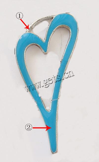 Zinc Alloy Heart Pendants, plated, enamel, more colors for choice, 30x60x2mm, Hole:Approx 10mm, Sold By PC