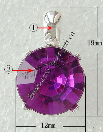 Colgantes de diamantes de imitación de la aleación de zinc, Esférico, chapado, con diamantes de imitación, más colores para la opción, 19x12x9mm, agujero:aproximado 3.5mm, Vendido por UD