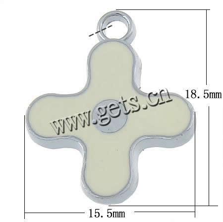 Zinc Alloy Cross Pendants, plated, Customized & enamel, more colors for choice, nickel, lead & cadmium free, 15.5x18.5x1.5mm, Hole:Approx 2mm, Sold By PC