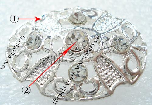 Rhinestone Metal Alloy Connector, plated, with rhinestone, more colors for choice, 26x19mm, Sold By PC