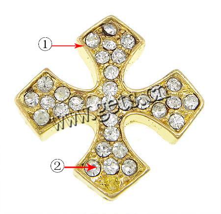 Rhinestone Zinc Alloy Connector, Cross, plated, Customized & with rhinestone, more colors for choice, 25x25x5.5mm, Hole:Approx 1.5mm, Sold By PC