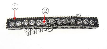 Zinklegierung Schmuckverbinder Stange, Rechteck, plattiert, Kundenindividuell & mit Strass, keine, 38x4.5x4.5mm, Bohrung:ca. 1.5mm, verkauft von PC