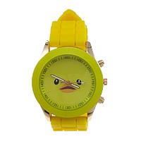 Bracelets de montre pour femmes, alliage de zinc, avec verre & silicone, Placage, Jaune 20mm Environ 10 pouce, Vendu par PC