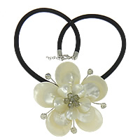 White Shell Necklace, with Nylon Coated Rubber Rope & Brass, with 1.2lnch extender chain, Flower, platinum color plated, faceted 5mm Inch 
