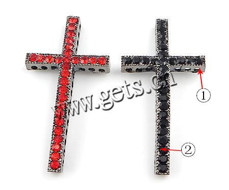 Rheinkiesel Zinklegierung Verbinder, Kreuz, plattiert, mit Strass, keine, 25x48x5mm, Bohrung:ca. 2mm, verkauft von PC