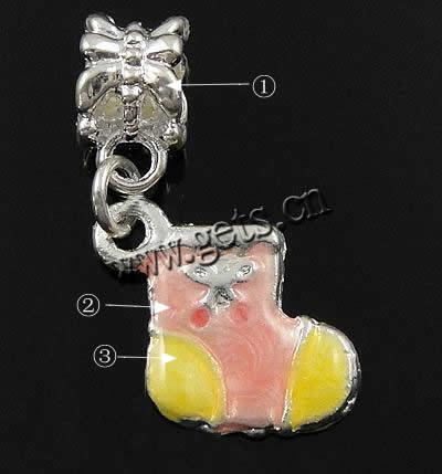 European Christmas Pendant, Zinc Alloy, with enamel, Christmas Sock, plated, Customized & enamel, more colors for choice, nickel, lead & cadmium free, 15x12x2mm, Hole:Approx 5mm, Sold By PC