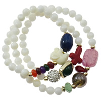 Collier acrylique, avec Strass perle de Pave d'argile & cristal & alliage de zinc, aussi peut être porté comme le bracelet, blanc Environ 20.5 pouce, Vendu par brin
