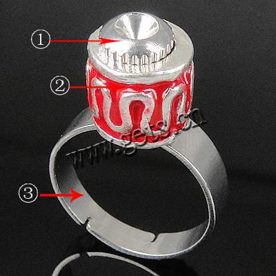 Brass, with Zinc Alloy, plated, enamel, more colors for choice, 10x9mm, Hole:Approx 17mm, US Ring Size:6.5, Sold By PC