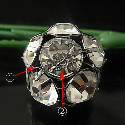 Boule strass Spacer, avec alliage de zinc, Rond, Placage, plus de couleurs à choisir, Trou:Environ 1.5mm, Vendu par PC