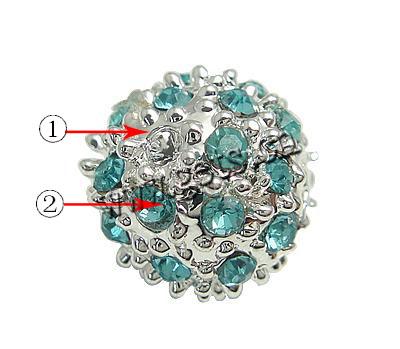 Perles strass en alliage de zinc, avec alliage de zinc, Rond, Placage, plus de couleurs à choisir, 9mm, Trou:Environ 2mm, Vendu par PC