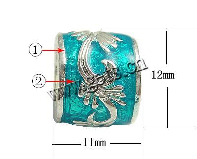 Enamel Zinc Alloy European Beads, Tube, plated, without troll & large hole, more colors for choice, 11x12mm, Hole:Approx 7mm, Sold By PC