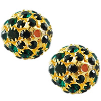 Strass Messing Perlen, rund, plattiert, mit Strass, keine, 20mm, Bohrung:ca. 3mm, 100PCs/Tasche, verkauft von Tasche