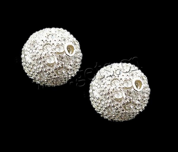 Rhinestone Brass Beads, Round, plated, with rhinestone, more colors for choice, 14mm, Hole:Approx 2mm, 30PCs/Bag, Sold By Bag