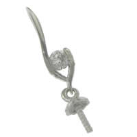 Sterling Silver Peg Bail, 925 Sterling Silver, plated, with cubic zirconia Approx 2mm 