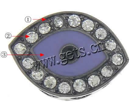 Rhinestone Zinc Alloy Connector, Horse Eye, plated, Customized & enamel & with rhinestone & 1/1 loop, more colors for choice, 18.2x13.5x5mm, Hole:Approx 2.5mm, Sold By PC