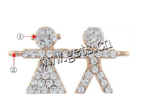 Rhinestone Zinc Alloy Connector, Character, plated, with Mideast rhinestone & 1/1 loop, more colors for choice, nickel, lead & cadmium free, 12.5x23x3mm, Hole:Approx 1.5mm, Sold By PC