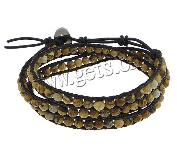 Gemstone Wrap Bracelet, brass clasp, 3-strand, more colors for choice, Length:Approx 20-23 Inch, Sold By Strand