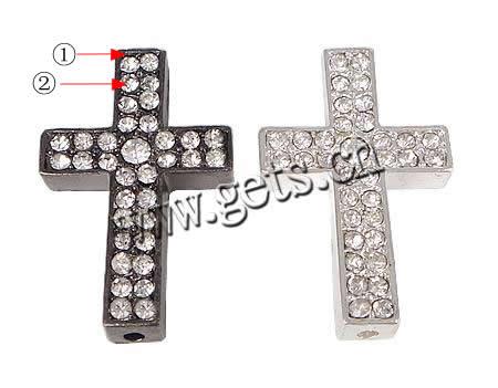 Rhinestone Zinc Alloy Connector, Cross, plated, Customized & with rhinestone, more colors for choice, 21x33.5x5mm, Hole:Approx 2mm, Sold By PC