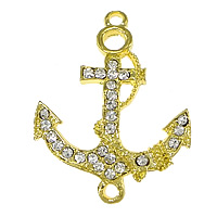 Rhinestone Zinc Alloy Connector, Anchor, plated, nautical pattern & Customized & 1/1 loop cadmium free Approx 2mm 