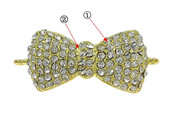 Rhinestone Zinc Alloy Connector, Bowknot, plated, Customized & 1/1 loop, more colors for choice, cadmium free, 41x15.5mm, Hole:Approx 2mm, Sold By PC