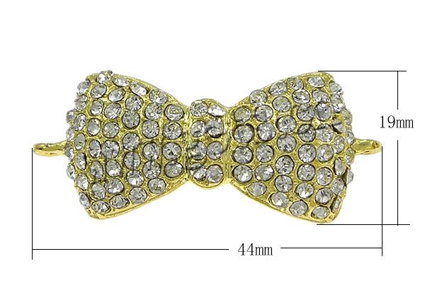 Rhinestone Zinc Alloy Connector, Bowknot, plated, Customized & 1/1 loop, more colors for choice, cadmium free, 41x15.5mm, Hole:Approx 2mm, Sold By PC