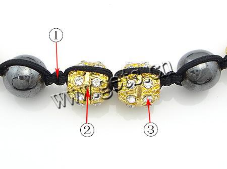 Горный хрусталь Шамбала браслеты, Кристаллы, с вощеный шнур & гематит & цинковый сплав, Связанный вручную, Много цветов для выбора, 8mm, 10mm, 9x10mm, длина:6-11 дюймовый, продается Strand