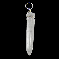Ice Quartz Agate Pendants, with Zinc Alloy, Spike, platinum color plated Approx 8mm 