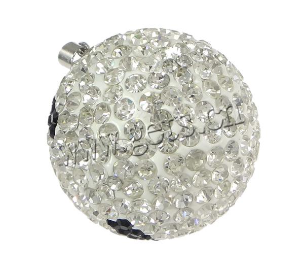 Rhinestone Clay Pave Pendants, with Brass, Round, plated, more colors for choice, Hole:Approx 3x4mm, Sold By PC