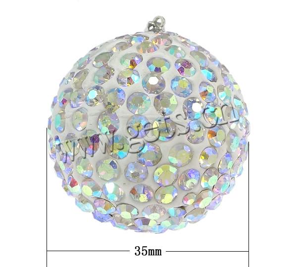Rhinestone Clay Pave Pendants, with Brass, Round, plated, with 200 pcs rhinestone, more colors for choice, 35mm, Hole:Approx 4x4mm, Sold By PC