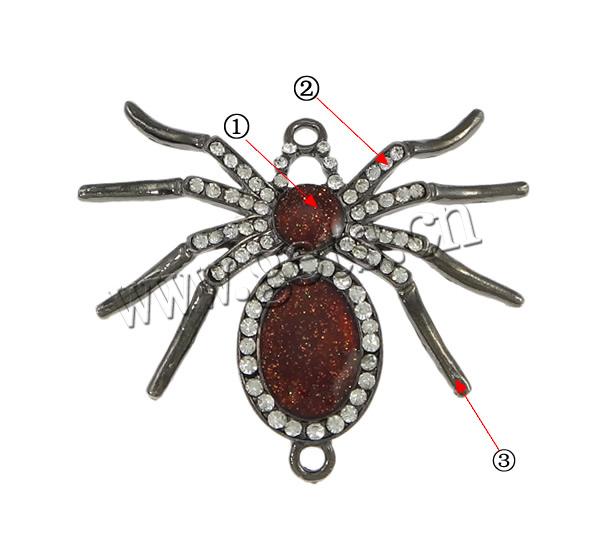 Animal Zinc Alloy Connector, Spider, plated, Customized & enamel & with rhinestone & 1/1 loop, more colors for choice, cadmium free, 50x41x4mm, Hole:Approx 3mm, Sold By PC