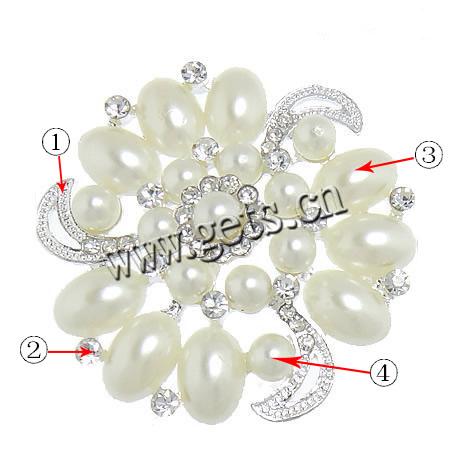Flower Zinc Alloy Connector, plated, Customized & 4-strand & with rhinestone, more colors for choice, 56x56x20mm, Hole:Approx 2mm, Sold By PC