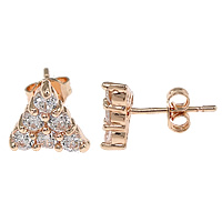 Cubic Zirconia Micro Pave Brass Earring, Triangle, plated, micro pave cubic zirconia & faceted 